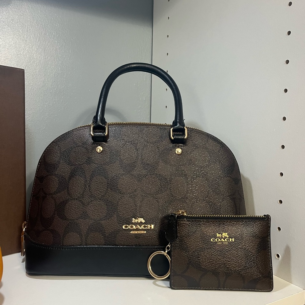 Coach Katy Satchel In Signature Canvas & Coach mini skinny id case